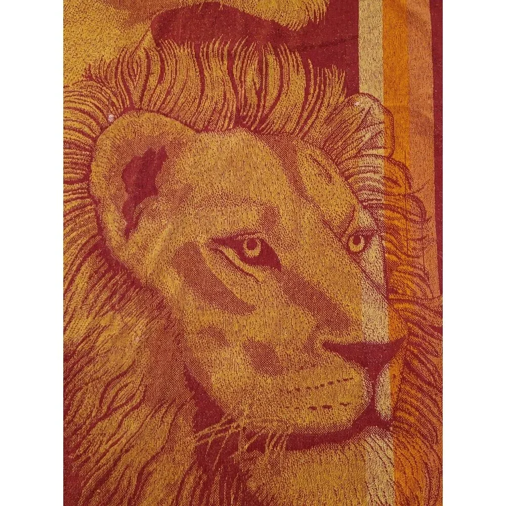 Vintage J Franco Lion Lioness Beach‎ Towel Orange Red